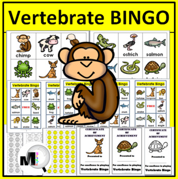 Preview of Bingo Printable Vertebrate Animals Bingo Game (Animal Classification)