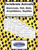 Vertebrate Animals Non Fiction Reading Comprehension Passages