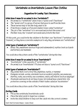 Vertebrate/Invertebrate Sorting Cards, Lesson Plan, and No-Prep Worksheet