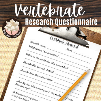Preview of Vertebrates Animal Report Template - Montessori Zoology Animal Research Graphic