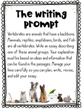 Vertebrates Informative Writing Prompt with 3 Passages/Articles | TPT