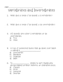 Vertebrates and Invertebrates Quiz / Activity