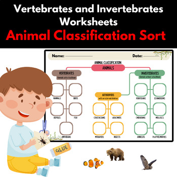 Preview of Vertebrates and Invertebrates Sorting Worksheets/Poster /classroom jobs display