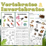 Vertebrates and Invertebrates, sorting game, worksheet activity