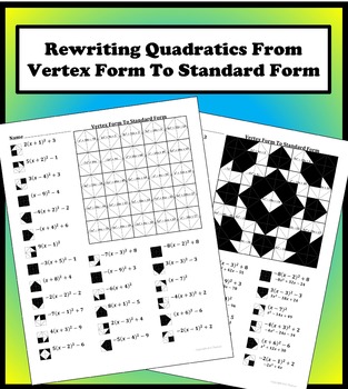 Preview of Vertex Form To Standard Form Color Worksheet