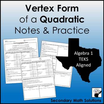 Preview of Vertex Form (of a Quadratic) Notes & Practice