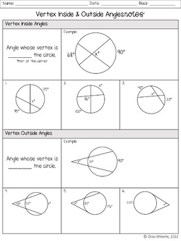 Vertex Inside & Outside Angles Notes & Worksheets by Olivia Rae | TPT