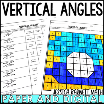 Preview of Vertical Angles Activity Coloring Worksheet Mardi Gras Version Included