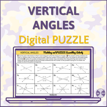 Preview of Vertical Angles - Digital Matching & PUZZLE Assembling Activity