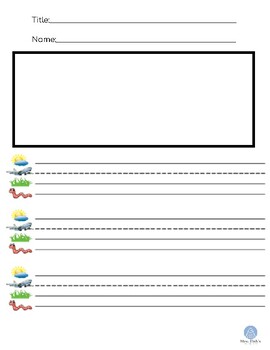 Preview of Vertical Kindergarten Lined Writing Paper with Picture