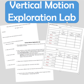 Preview of Vertical Motion Exploration Math Lab - Discovering through Inquiry