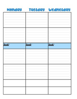 Vertical Planner Page - Teacher 8.5