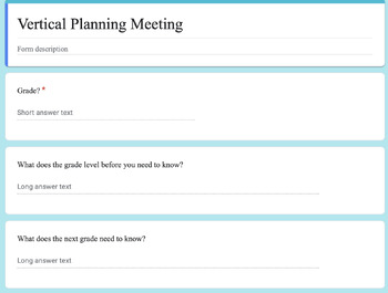 Preview of Vertical Planning Meeting Google Form