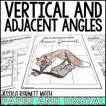 Preview of Vertical and Adjacent Angles Activity Solve and Sketch Worksheet