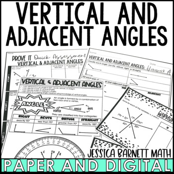 Preview of Vertical and Adjacent Angles Guided Notes Homework Warm Ups Exit Tickets