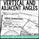 Vertical and Adjacent Angles Guided Notes Homework Warm Up