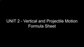 Preview of Vertical and Projectile Motion Formula Sheet