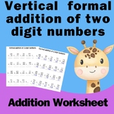 Vertical  formal addition of two digit numbers worksheet