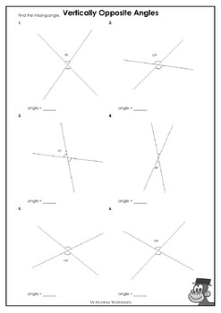 Vertically Opposite Angles Worksheets by Mr Monkey | TpT