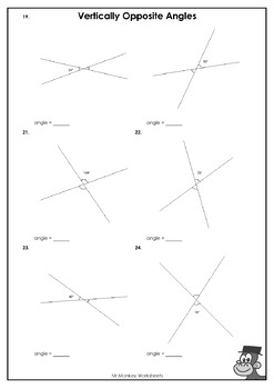 Vertically Opposite Angles Worksheets by Mr Monkey | TpT