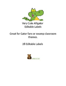 Preview of Very Cute Editable Alligator Labels
