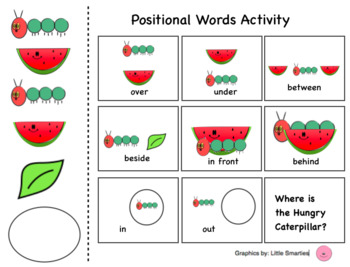 Preview of Very Hungry Caterpillar OT activities and Positional words