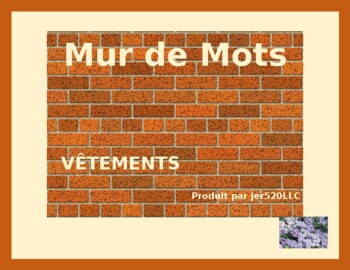 Preview of Vêtements (Clothing in French) Word Wall