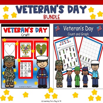 Preview of Veteran's Day Activities BUNDLE, Perfect for TK/Kinder, Black/white & color vers
