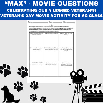 Preview of Veteran's Day Activity | Max Movie Worksheet | Agriculture in the Classroom