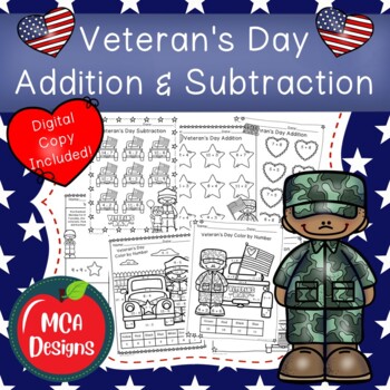 Preview of Veteran's Day Addition and Subtraction