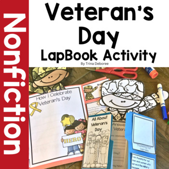 Preview of Veteran's Day Craft Like LapBook With Veteran's Day Writing & Reading Activities
