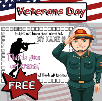 Preview of Veteran's Day Coloring Page - Elementary coloring page-FREE Veteran's Day
