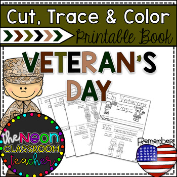 Preview of Veteran's Day Cut, Trace and Color Printable Book
