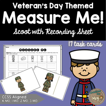 Preview of Veteran's Day Measuring Task Cards - Standard or Non-Standard Units