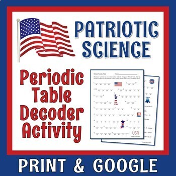 Preview of Veteran's Day Memorial Day July 4th SCIENCE Periodic Table Worksheet Activity