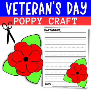 Preview of Veteran's Day (Remembrance) Poppy Craft & Letter To a Veteran Template