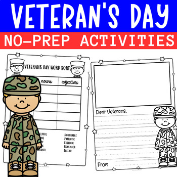 Preview of Veteran's Day Writing & Coloring Pages Vocabulary Letter To a Veteran Template