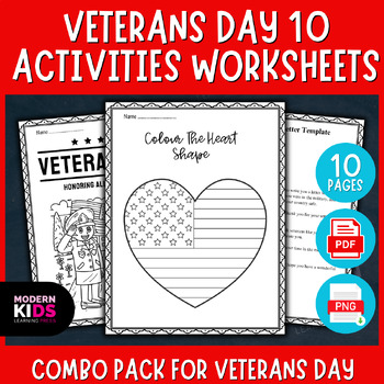 Preview of Veterans Day 10 Activities Worksheets