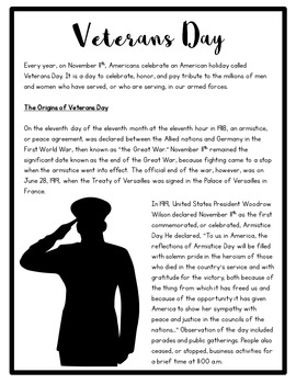 Veterans Day Activities by The Seeds We Sow | Teachers Pay Teachers