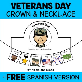 Preview of Veterans Day Activity Crown and Necklace Crafts + FREE Spanish