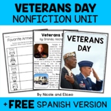 Veterans Day Activities Nonfiction Unit + FREE Spanish