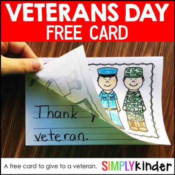 Preview of Free Veterans Day Card, Activities for Kindergarten