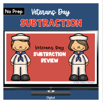 Preview of Veterans Day 3 and 4 Digit Subtraction Practice-NO PREP-Digital