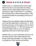 Veterans Day 4-6 grades reading passages and questions