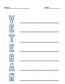 Veterans Day Acrostic Poem by Lifewith4thgrade | TPT