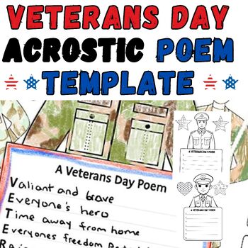 Veterans Day Acrostic Poem Template by LEARNING FUNHOUSE | TPT