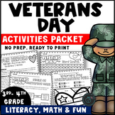 Veterans Day Activities 3rd-4th Grade | Early Finisher Wor
