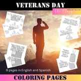 Veterans Day Activities Coloring Pages in English and Spanish ESL
