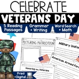 Veterans Day Activities Reading Comprehension Writing November