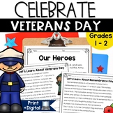 Veterans Day Activities Reading Remembrance Day Mini Book 1st 2nd Grade